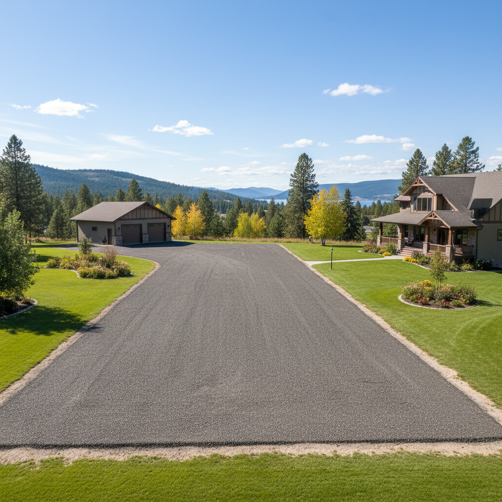 Completed asphalt milling work at a residential property in Bigfork, MT