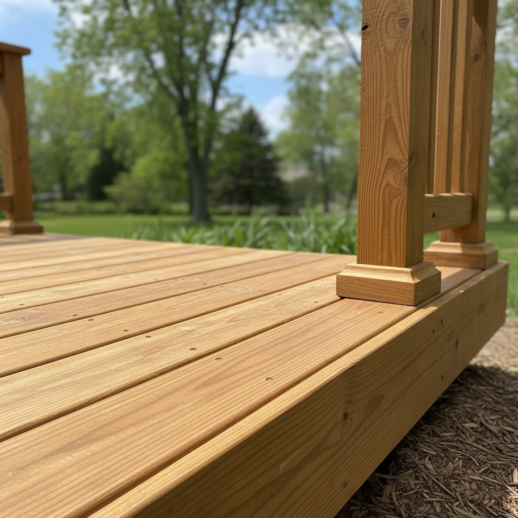 Completed deck construction work at a residential property in Fremont, NE