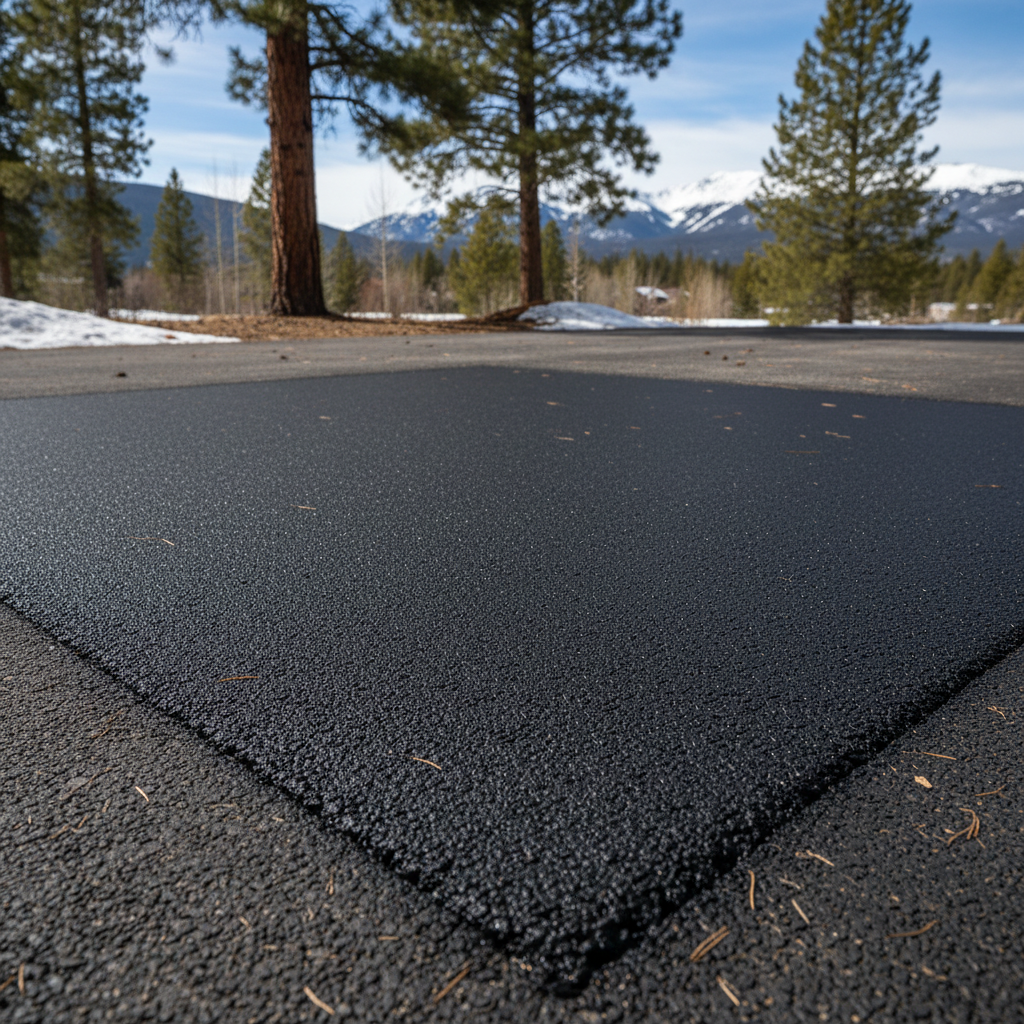 Completed asphalt patching work at a residential property in Bigfork, MT