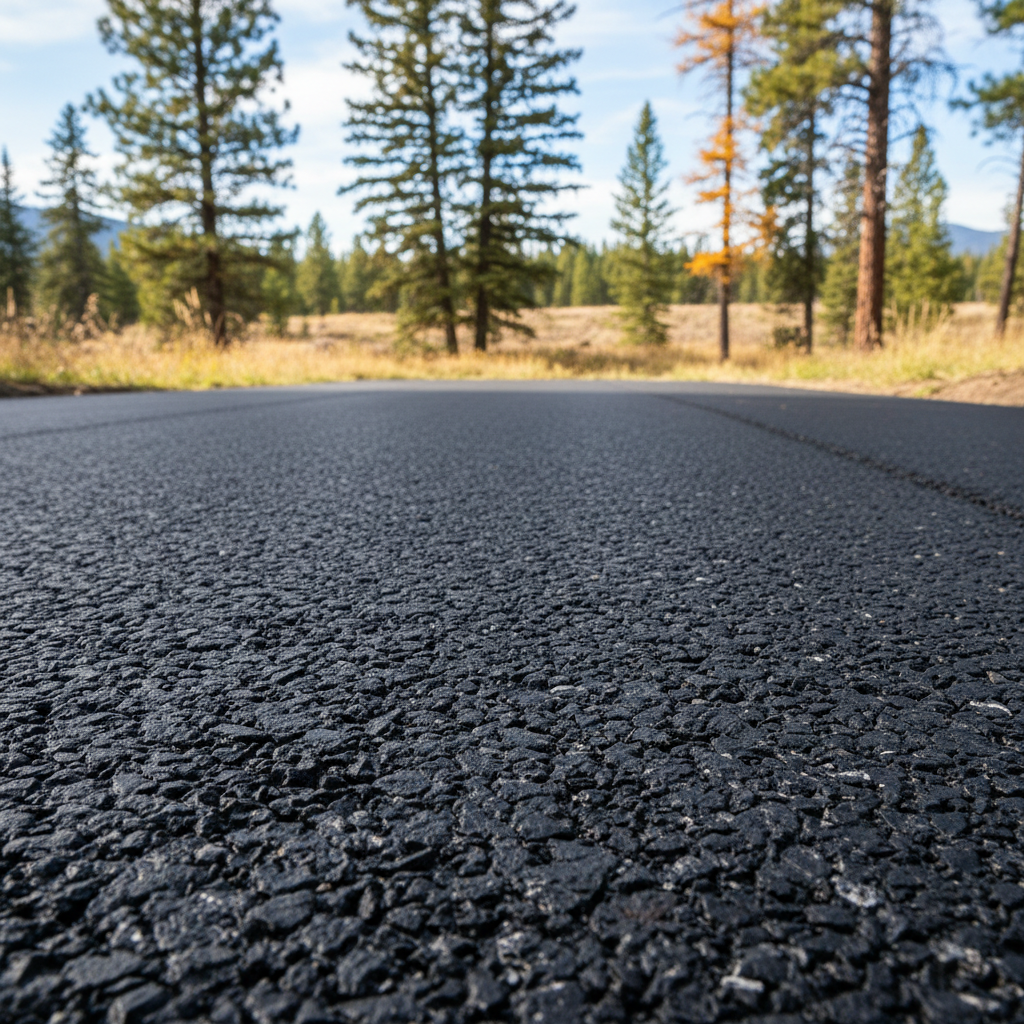 Completed parking lot paving work at a residential property in Bigfork, MT