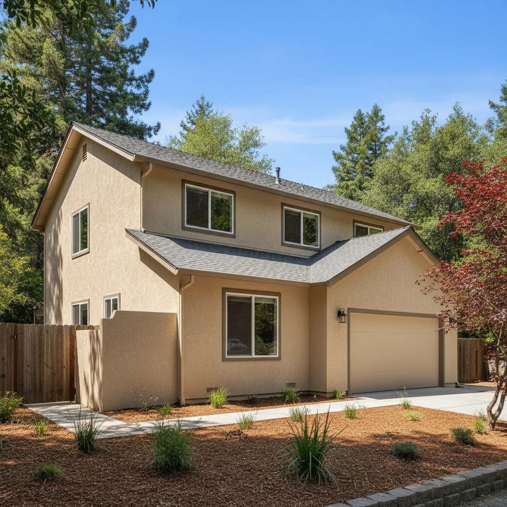 Completed stucco replacement work at a residential property in Felton, CA