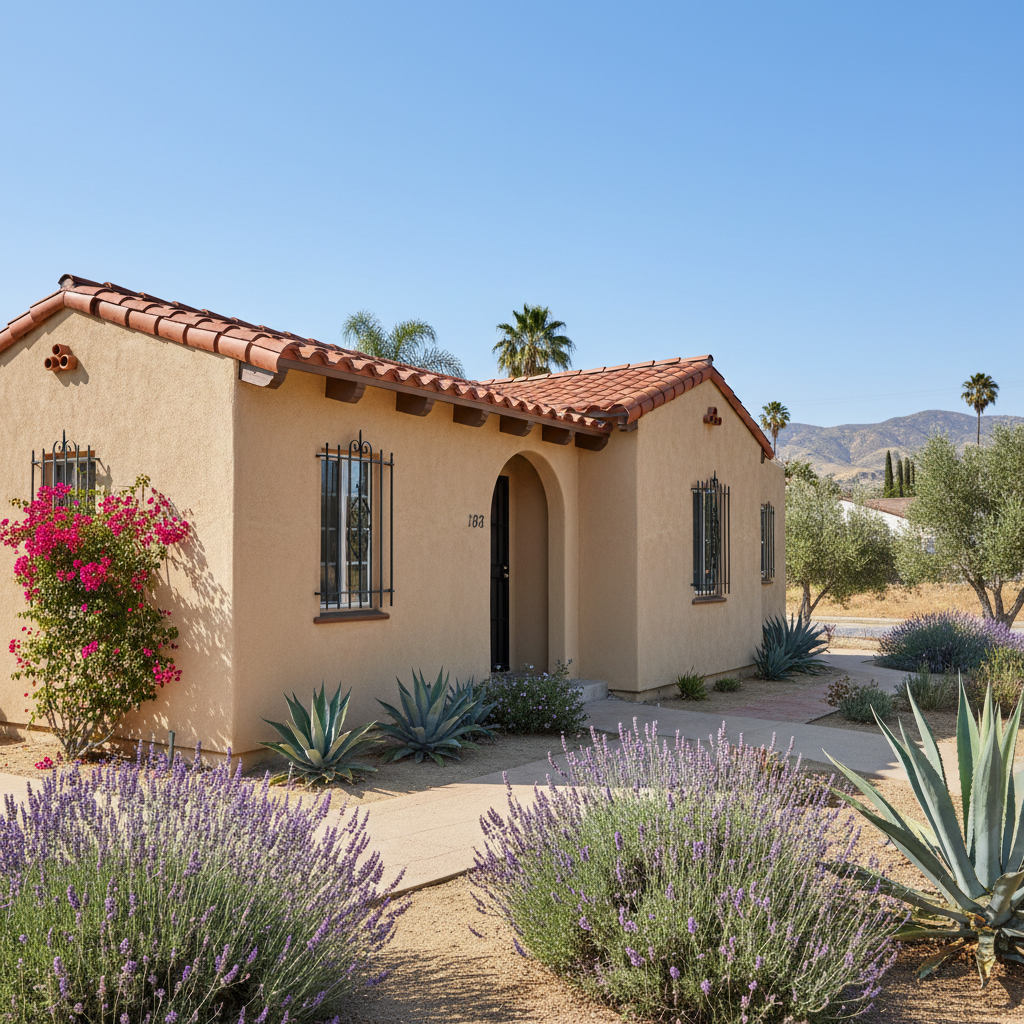 Completed residential stucco work at a residential property in Santa Ana, CA