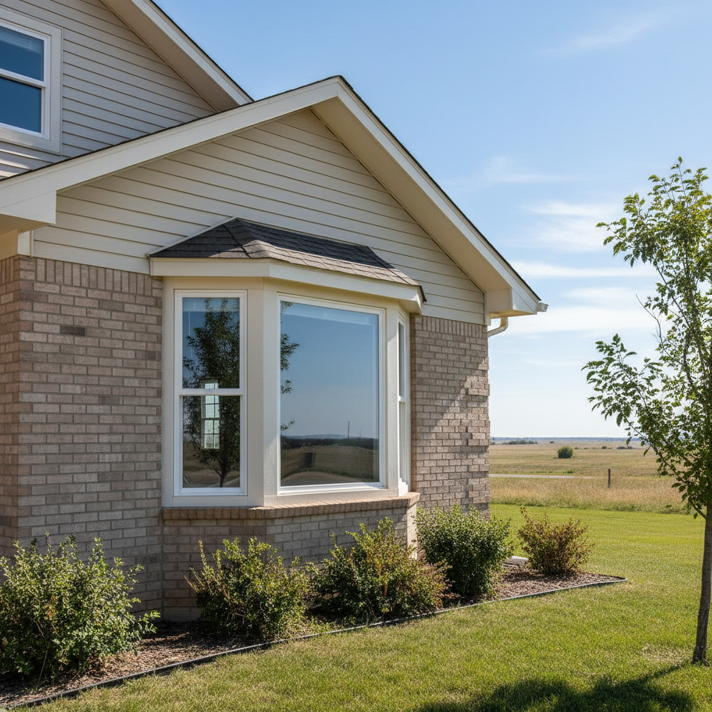 Completed bay window installation work at a residential property in Garden City, KS