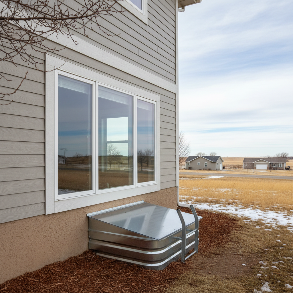 Completed egress window installation work at a residential property in Garden City, KS