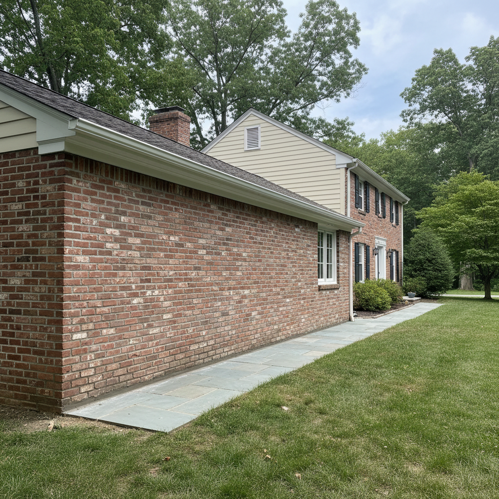 Completed tuckpointing work at a residential property in Weston, MA