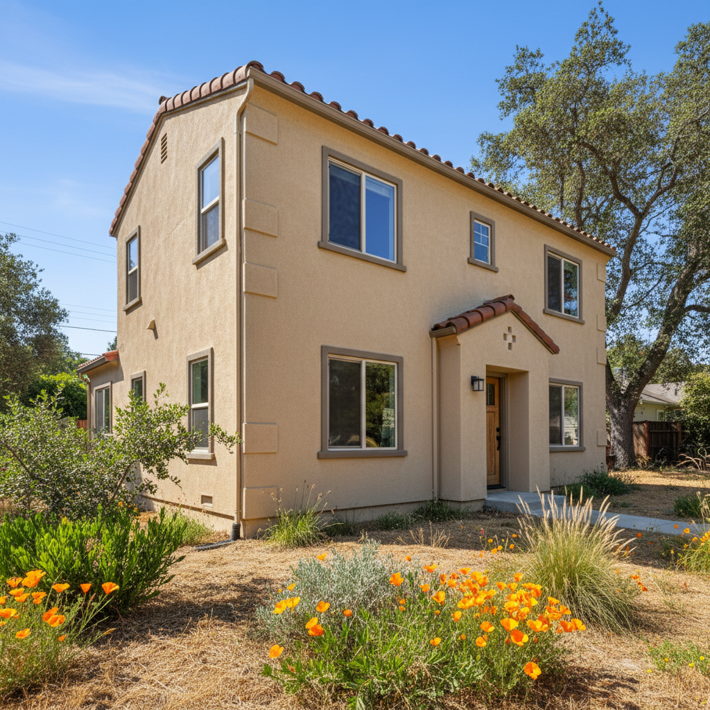 Completed residential stucco work at a residential property in Los Altos, CA