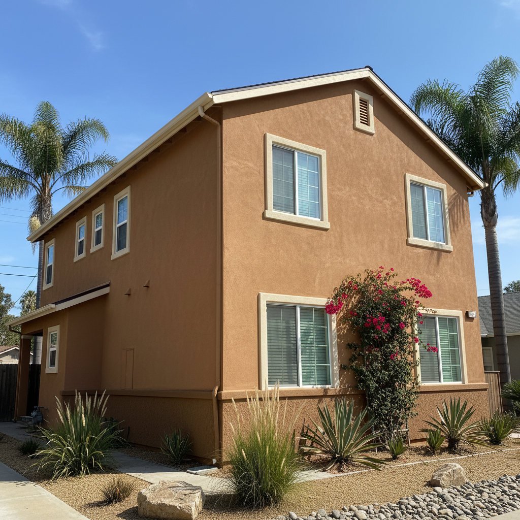 Completed commercial stucco work at a residential property in Santa Ana, CA