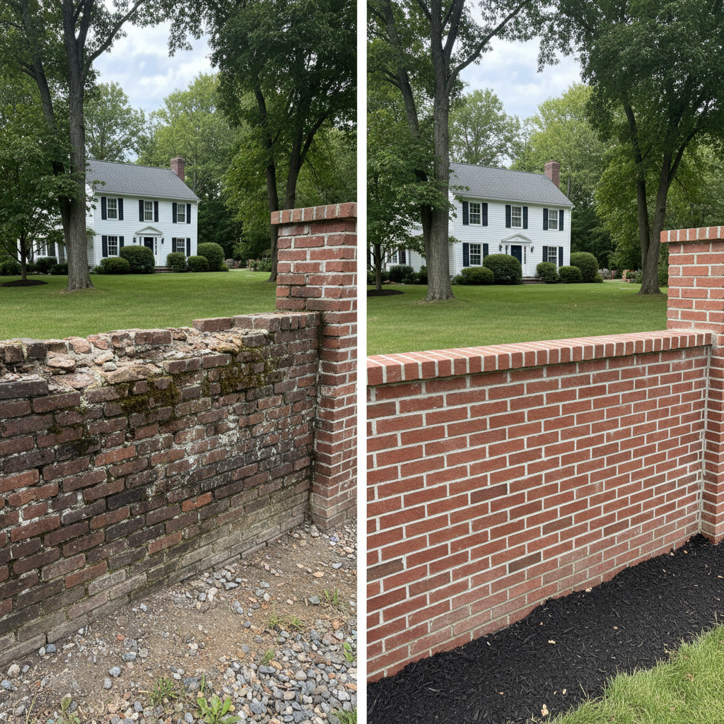 Completed brick laying work at a residential property in Weston, MA