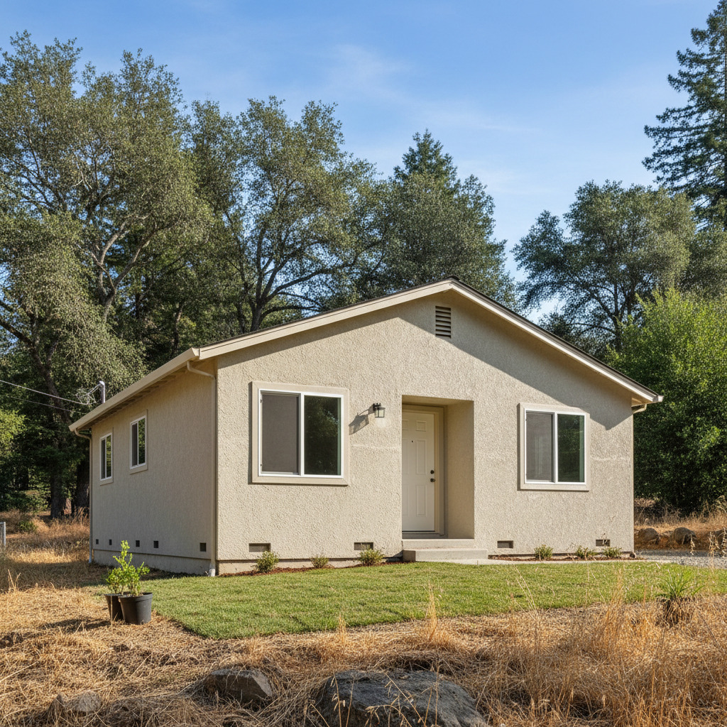 Completed residential stucco work at a residential property in Felton, CA