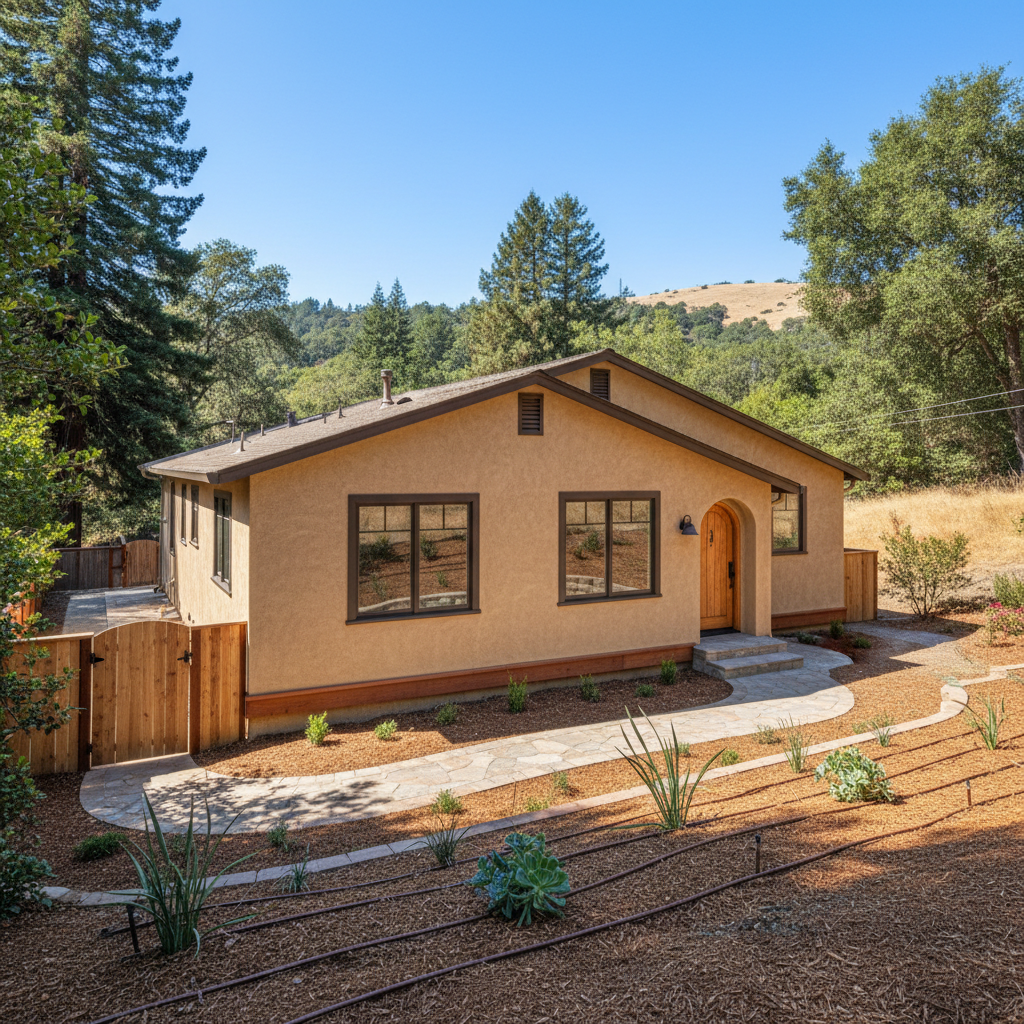 Completed stucco installation work at a residential property in Felton, CA