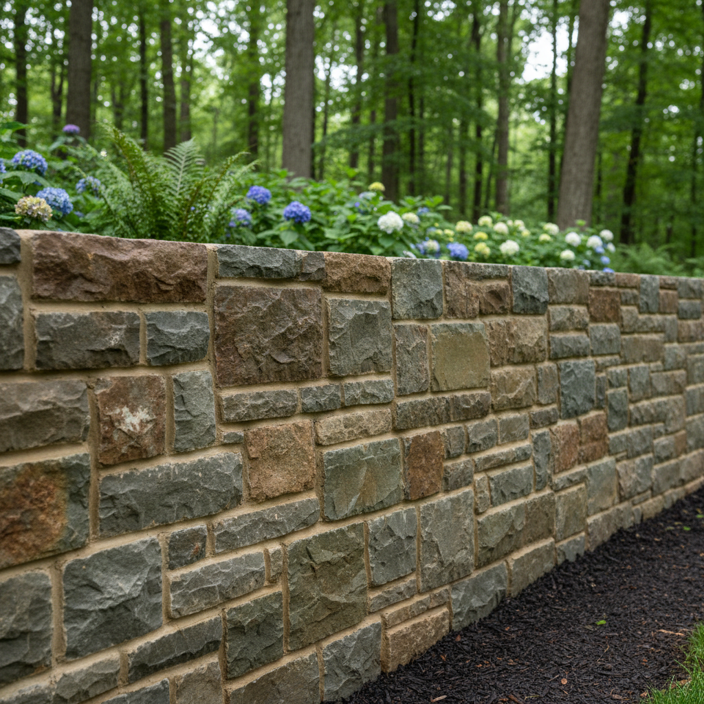 Completed stone masonry work at a residential property in Weston, MA
