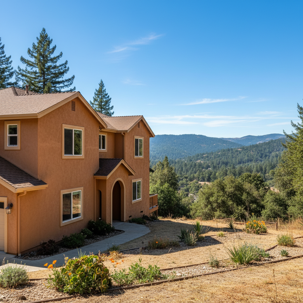 Completed stucco painting work at a residential property in Felton, CA