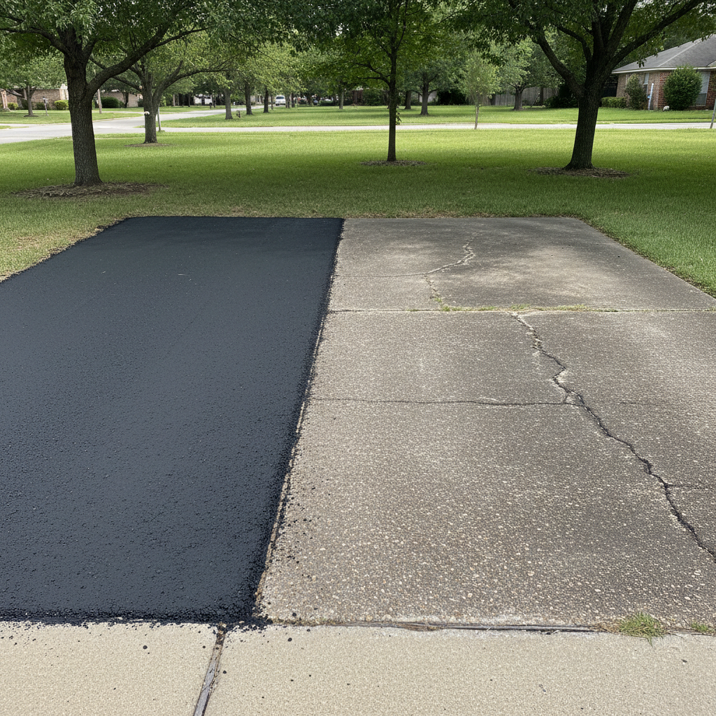 Completed asphalt patching work at a residential property in Irving, TX