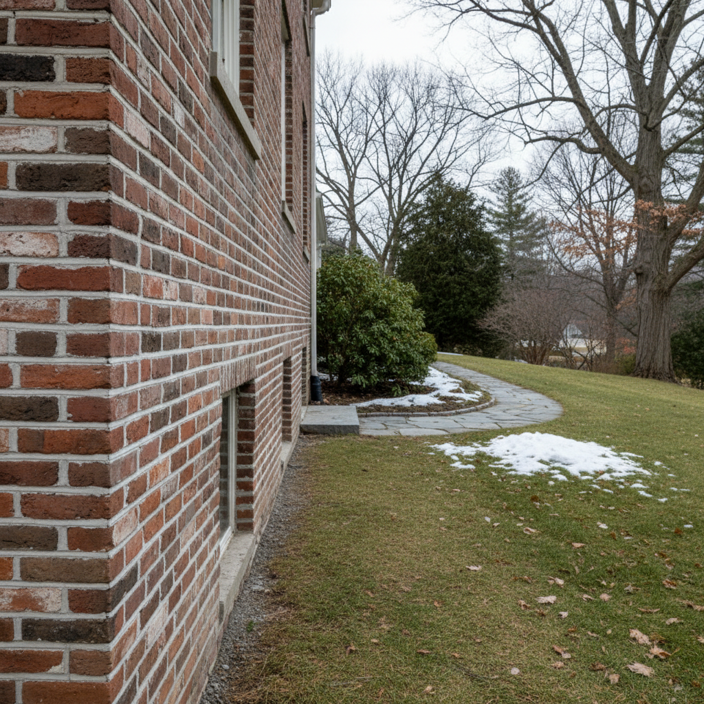 Completed tuckpointing work at a residential property in Weston, MA