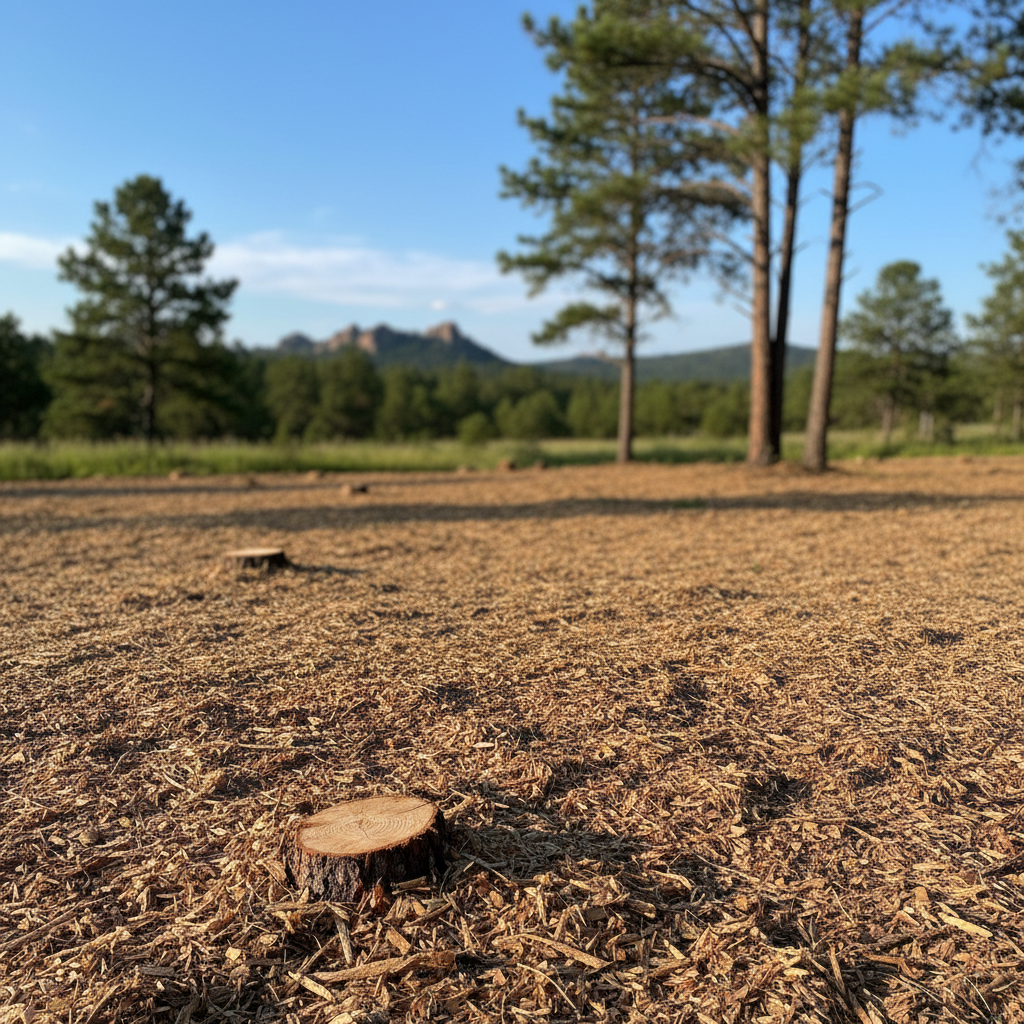 Completed lot clearing work at a residential property in Hot Springs, SD