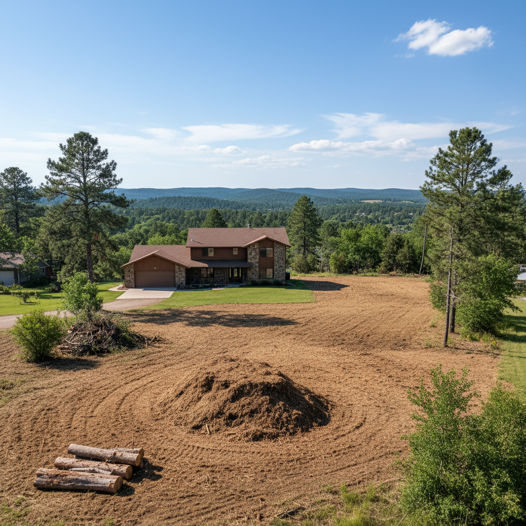 Completed land clearing work at a residential property in Hot Springs, SD