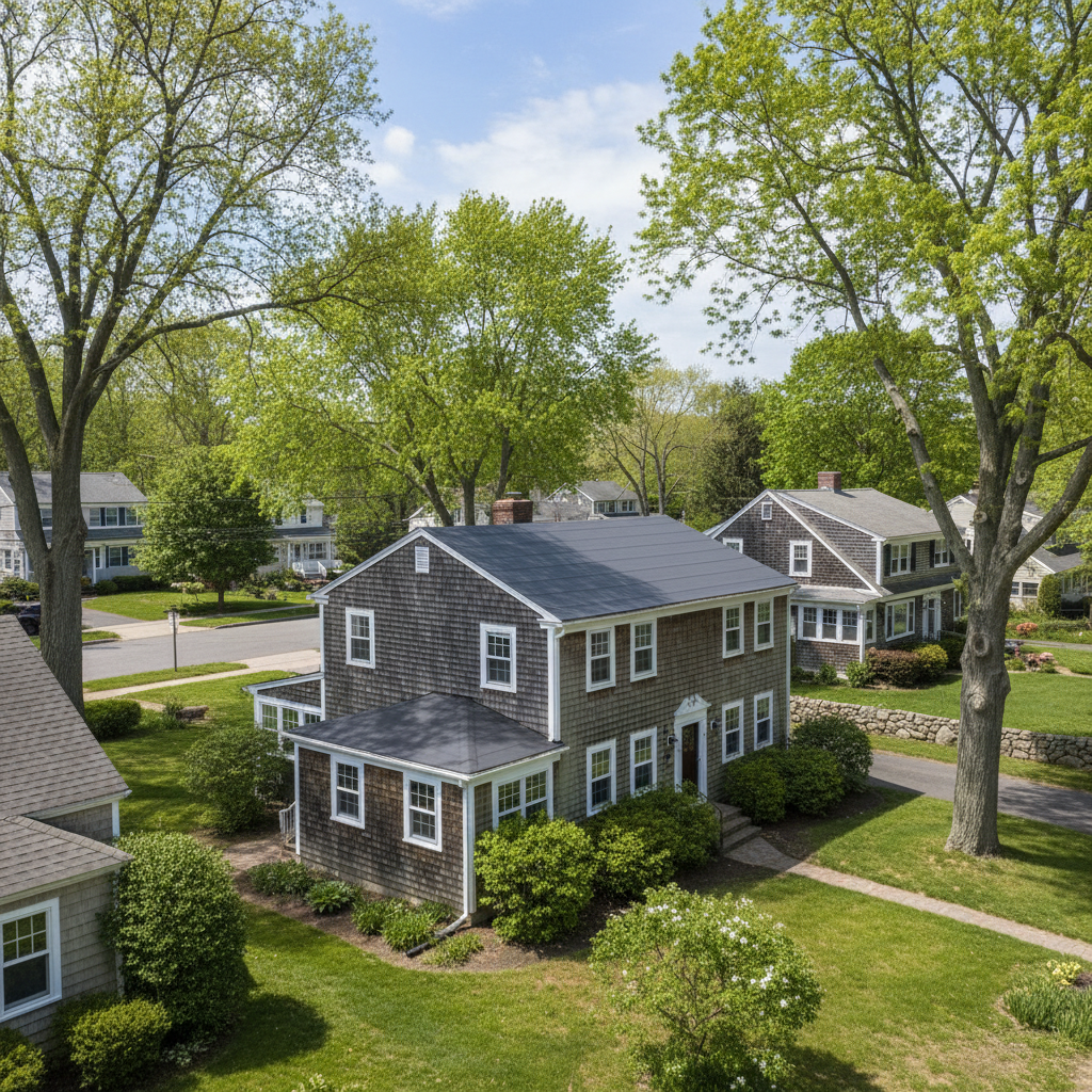 Completed flat roofing work at a residential property in North Kingstown, RI