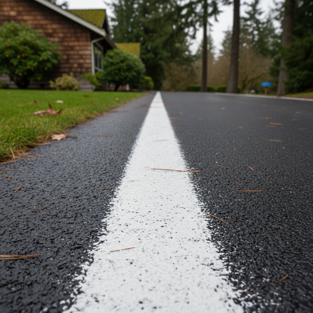 Completed asphalt striping work at a residential property in Naselle, WA