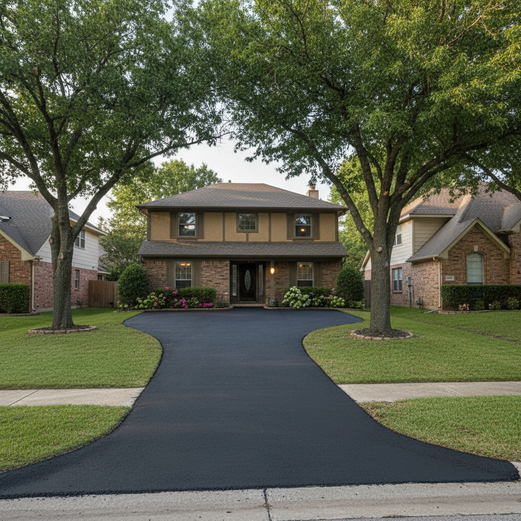 Completed residential asphalt work at a residential property in Irving, TX