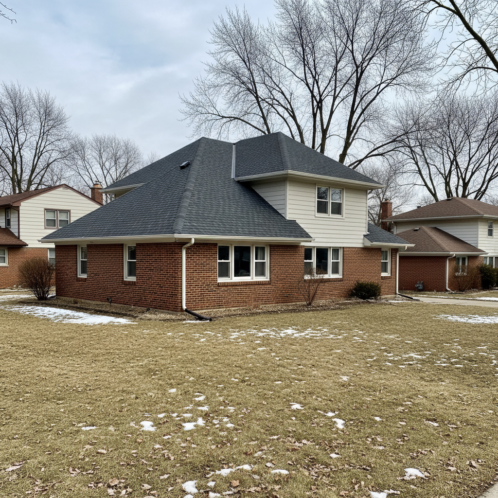 Completed roof replacement work at a residential property in Skokie, IL