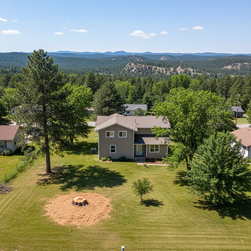 Completed emergency tree removal work at a residential property in Hot Springs, SD