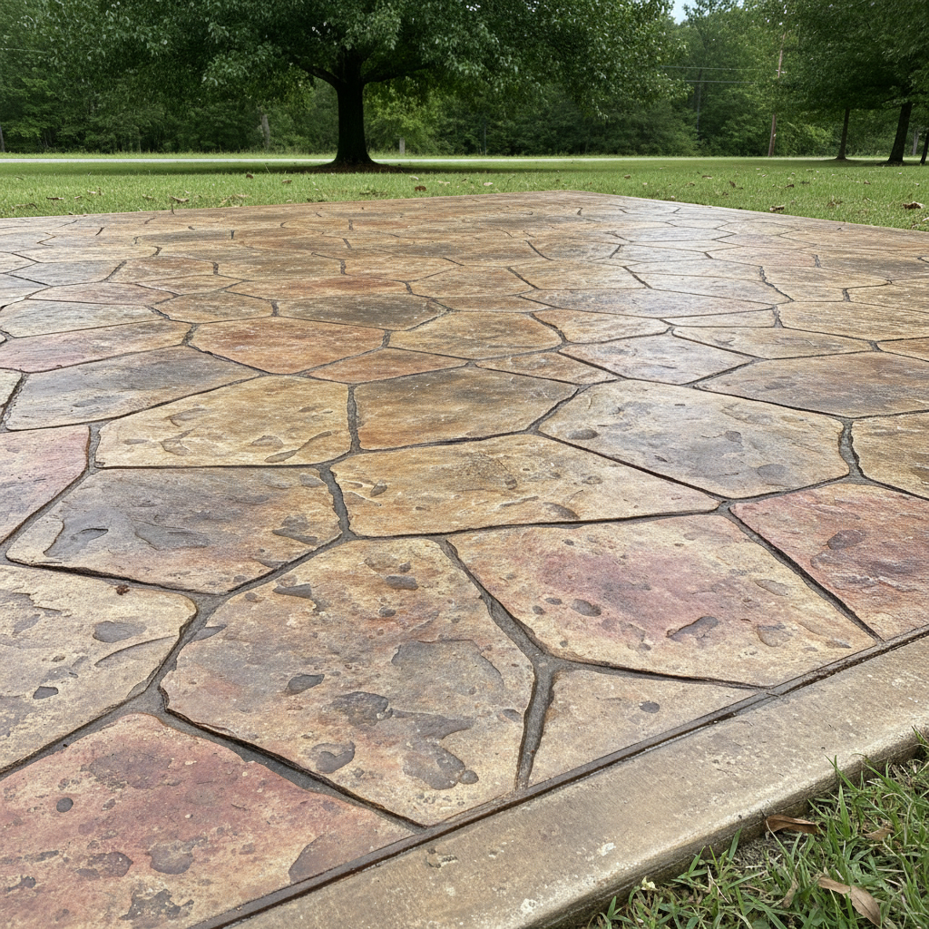 Completed stamped concrete work at a residential property in Athens, AL