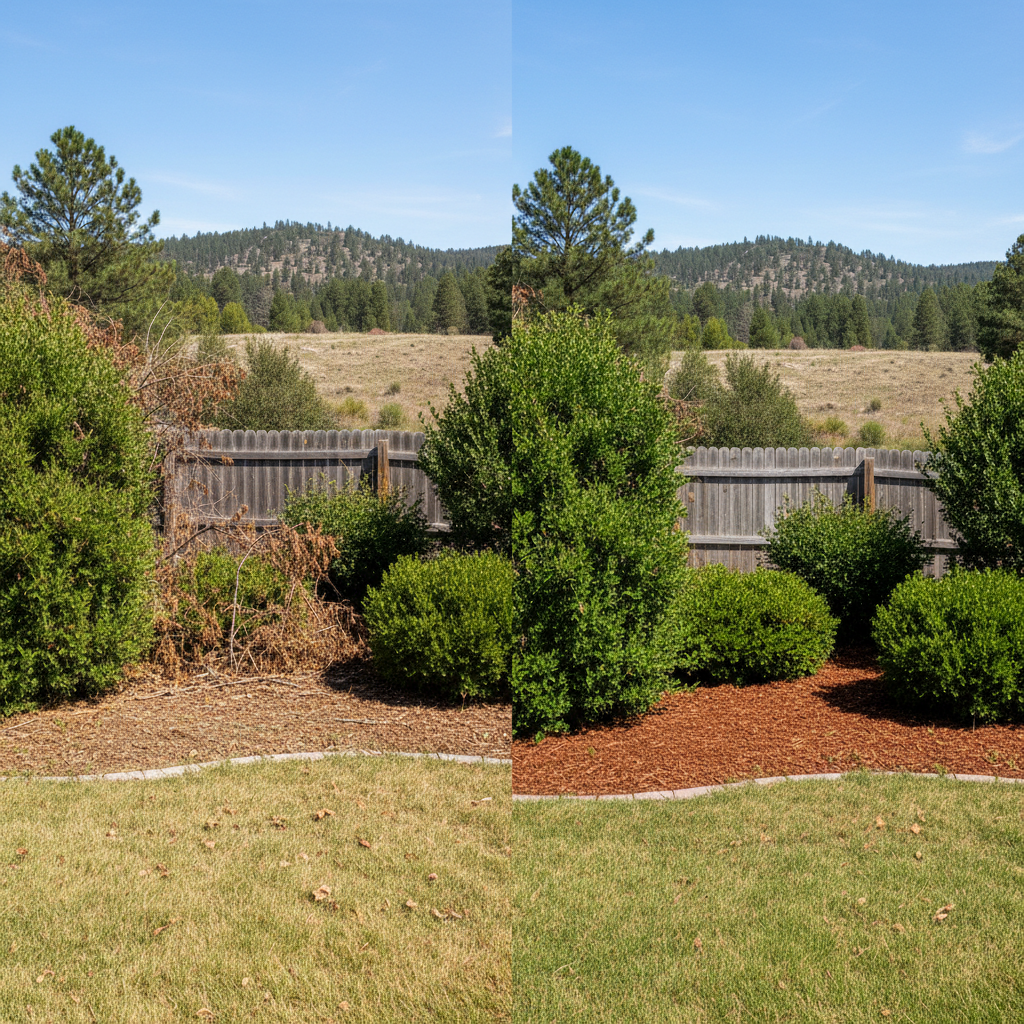 Completed shrub & bush trimming work at a residential property in Hot Springs, SD
