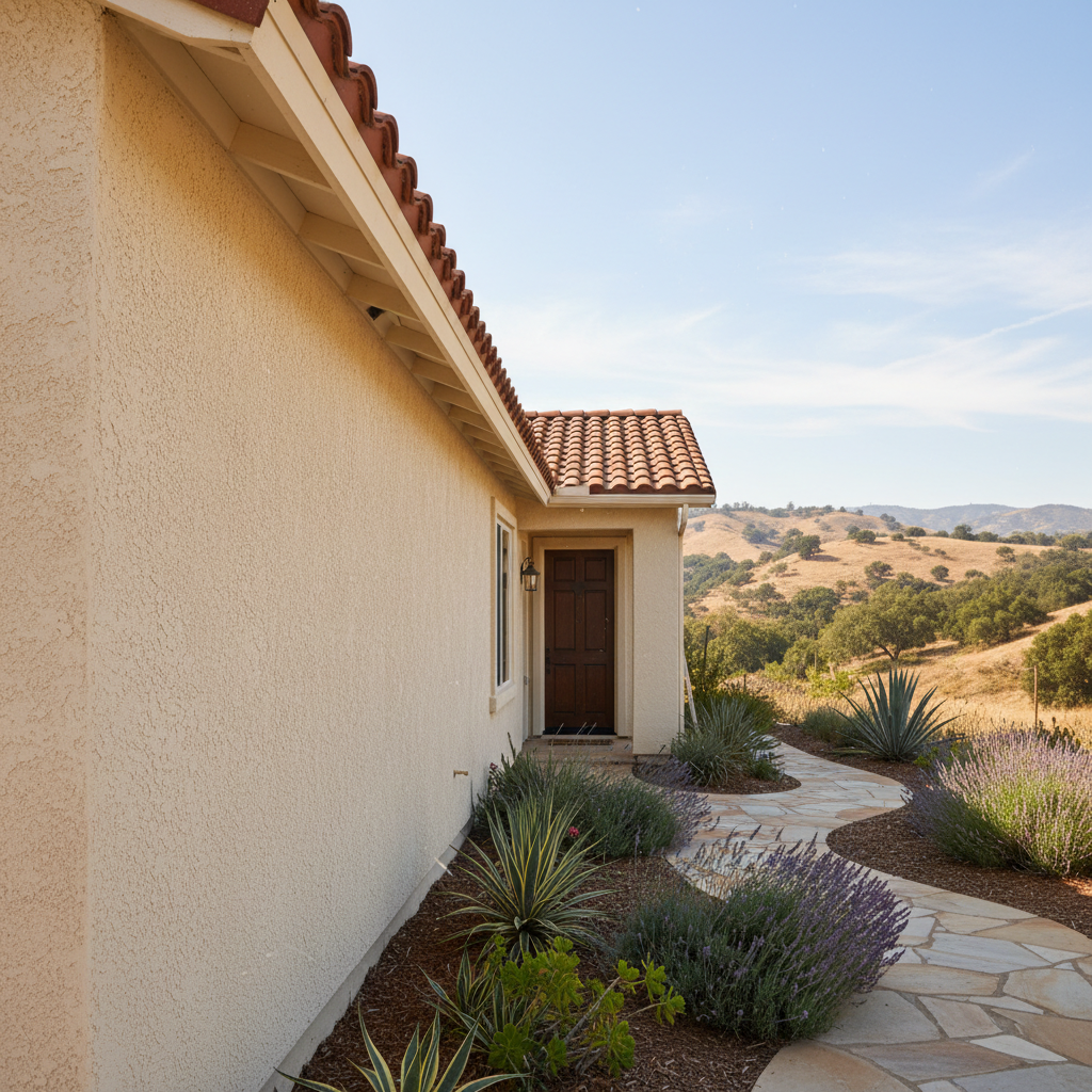Completed stucco painting work at a residential property in Diamond Bar, CA