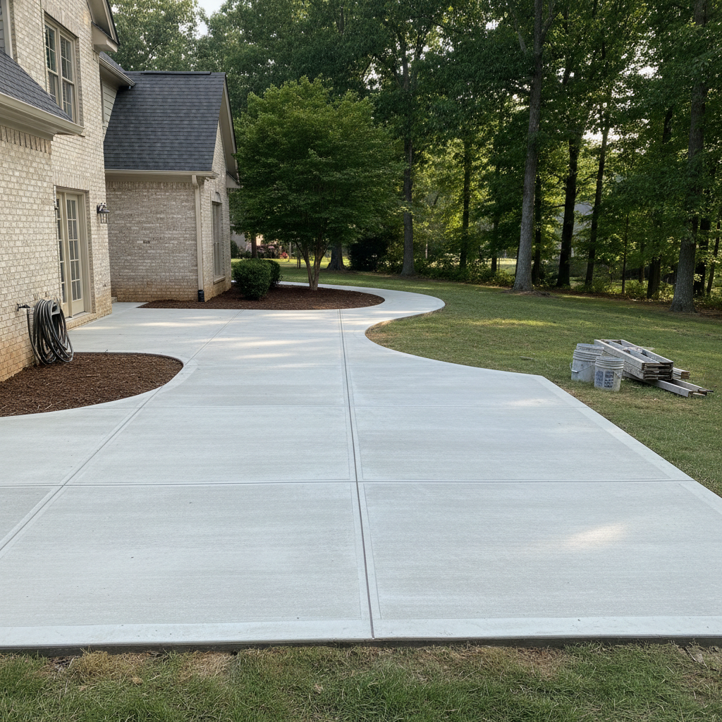 Completed concrete installation work at a residential property in Athens, AL