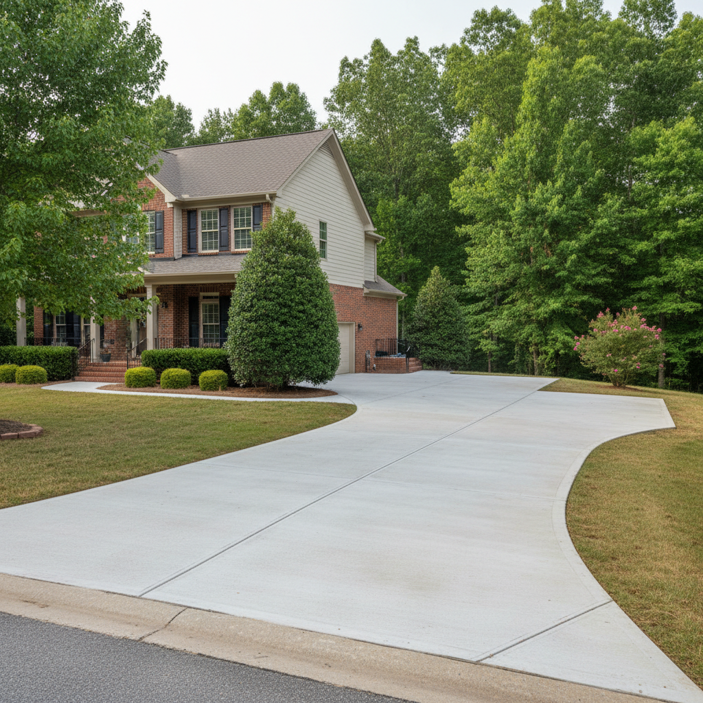 Completed concrete flatwork work at a residential property in Athens, AL