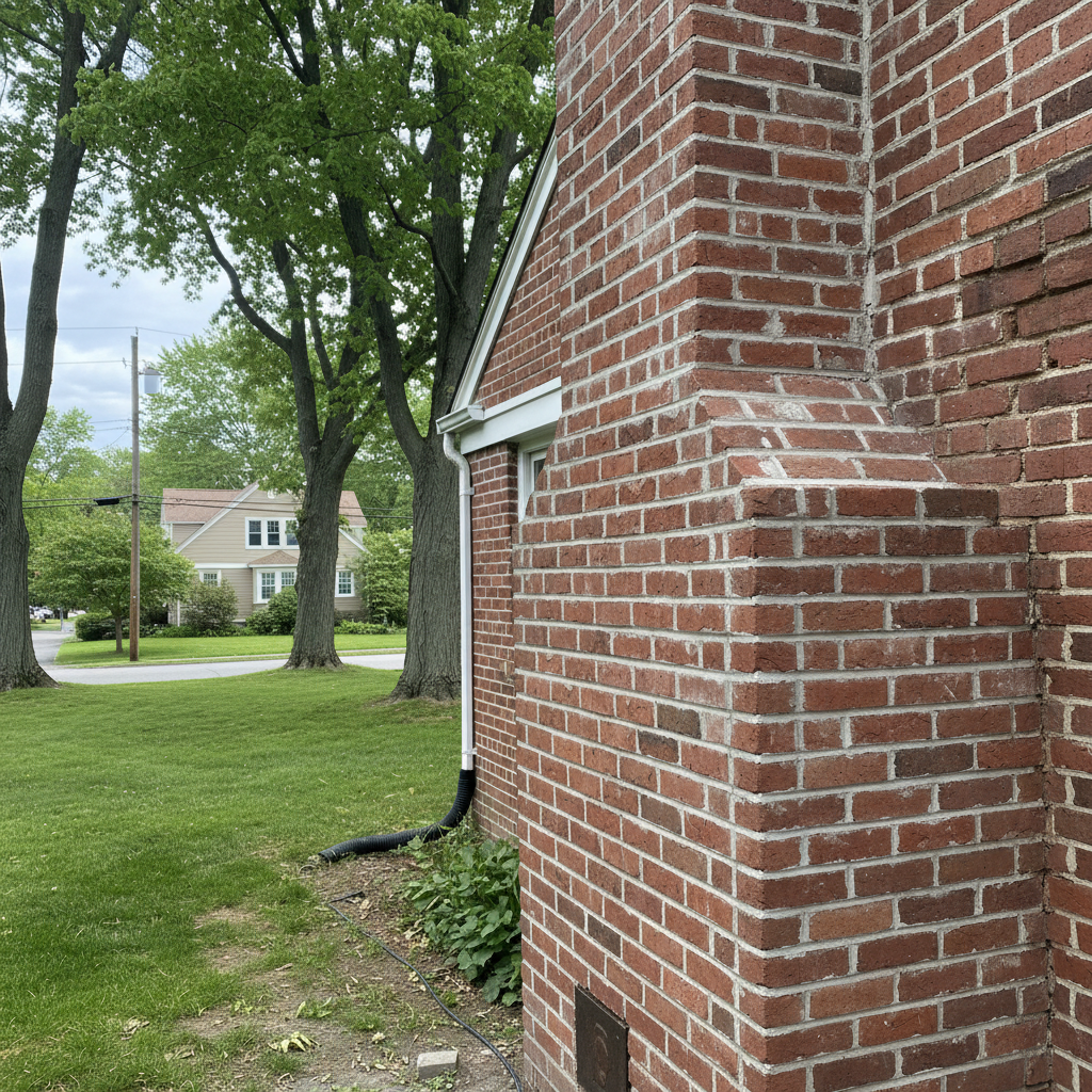 Completed tuckpointing work at a residential property in Brookline, MA