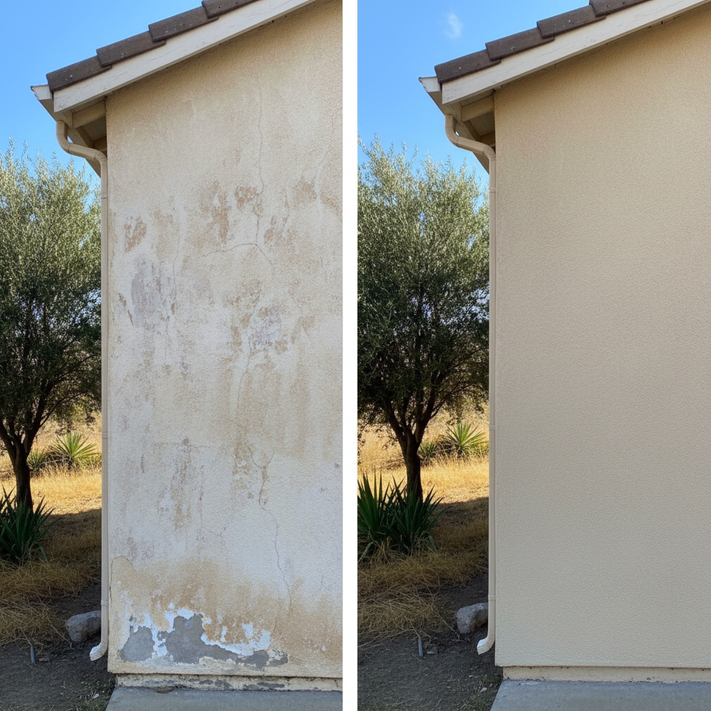 Completed residential stucco work at a residential property in Visalia, CA