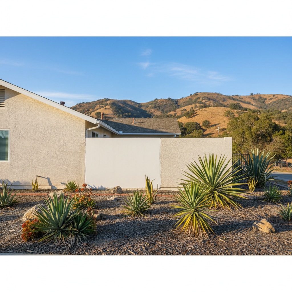 Completed stucco repair work at a residential property in Diamond Bar, CA