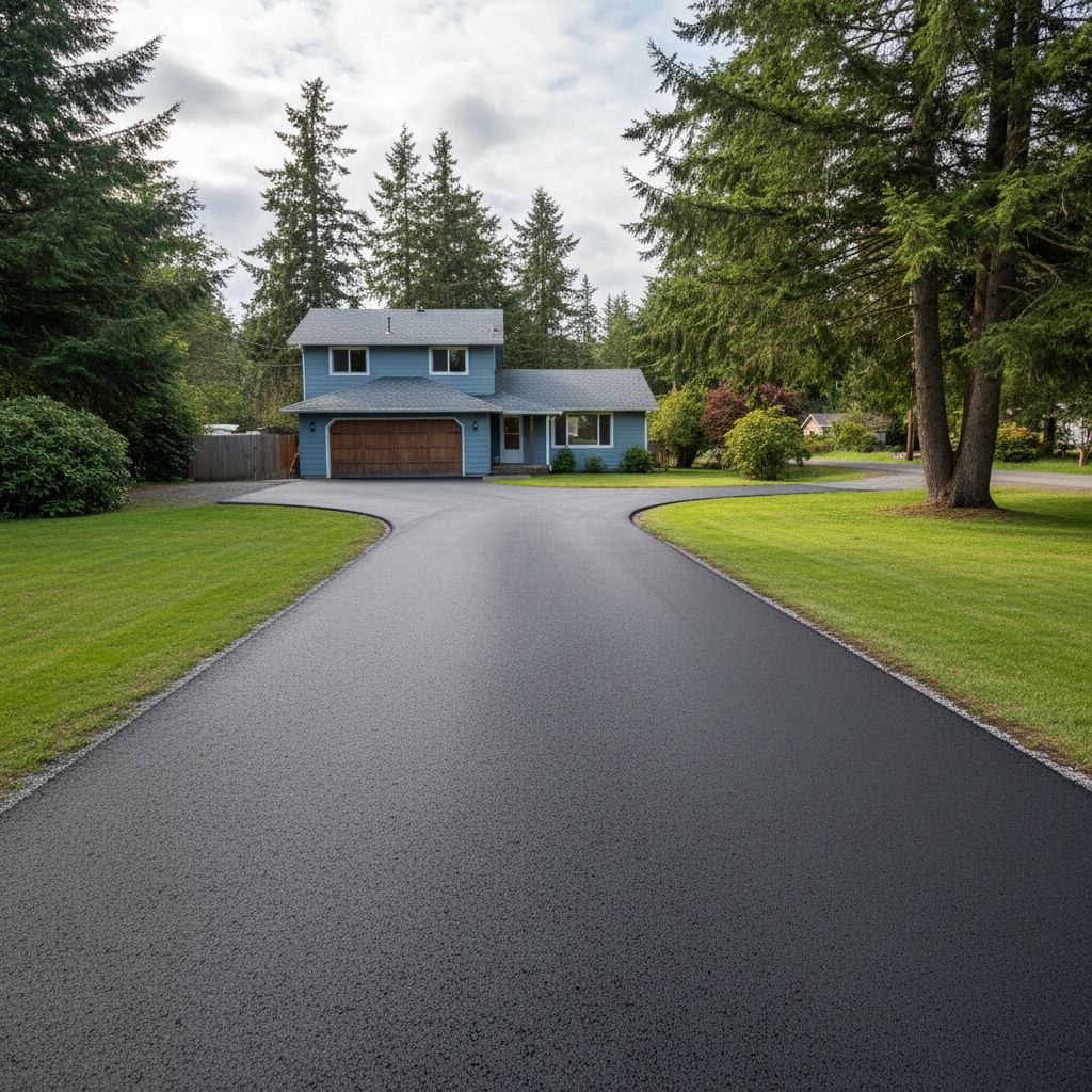Completed driveway paving work at a residential property in Naselle, WA
