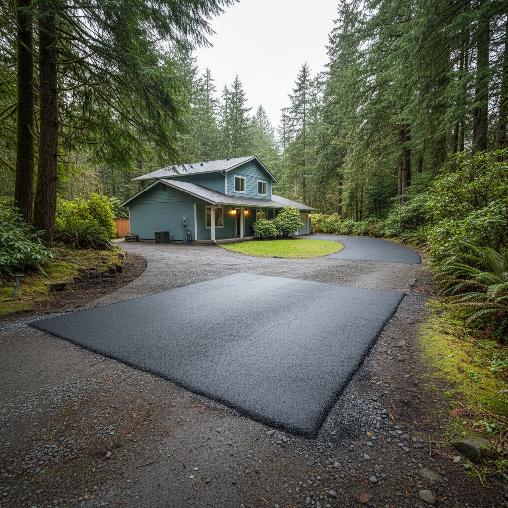 Completed asphalt patching work at a residential property in Naselle, WA