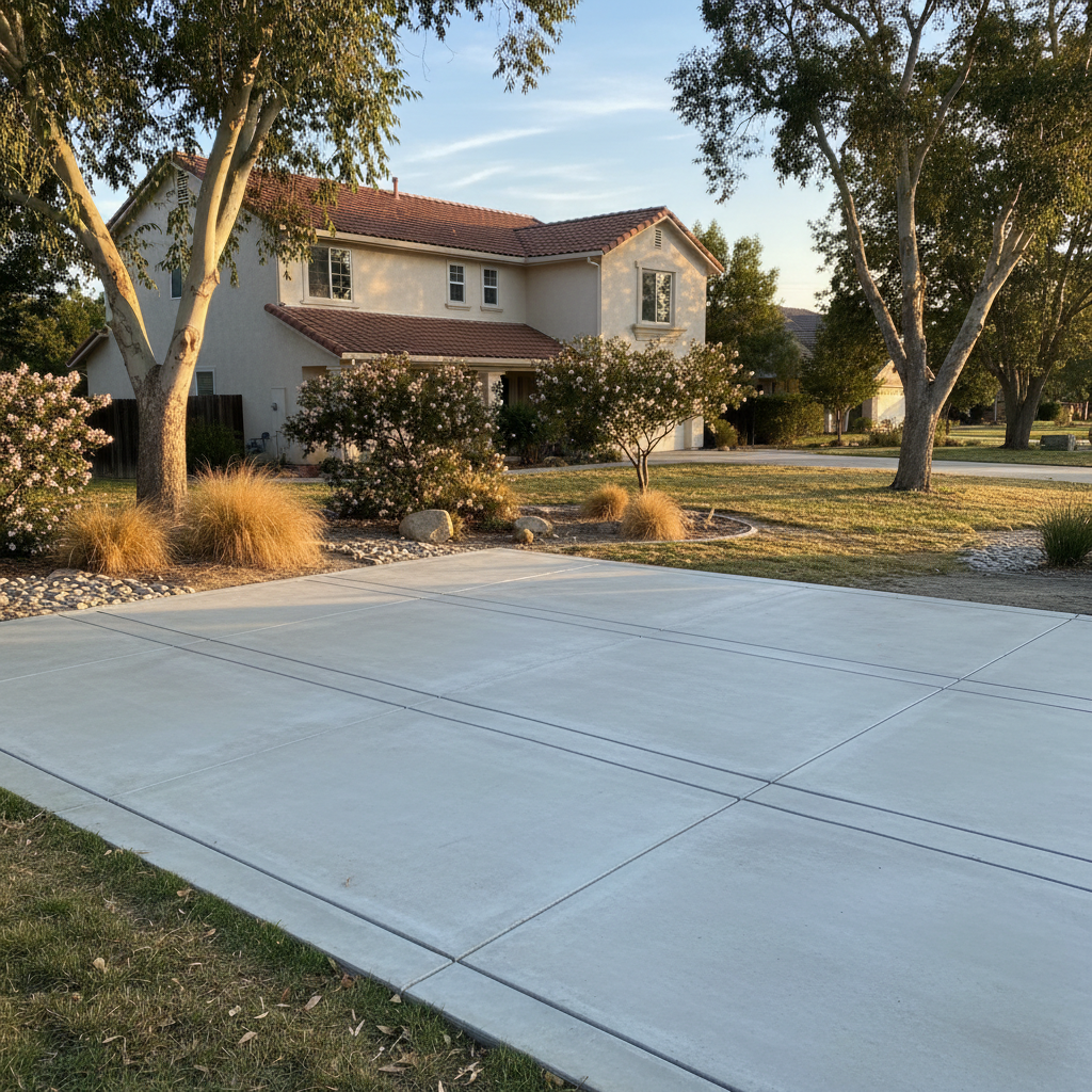 Completed concrete flatwork work at a residential property in Manteca, CA