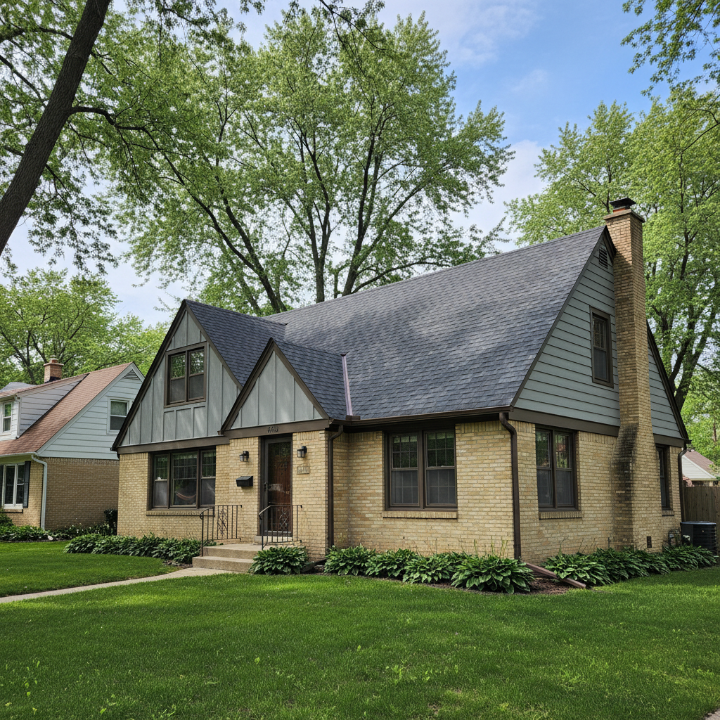 Completed roof replacement work at a residential property in Skokie, IL