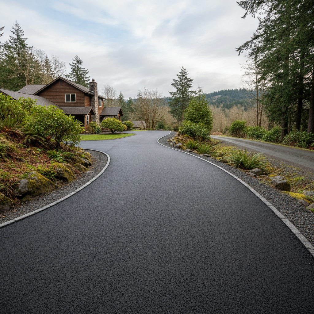 Completed residential asphalt work at a residential property in Naselle, WA