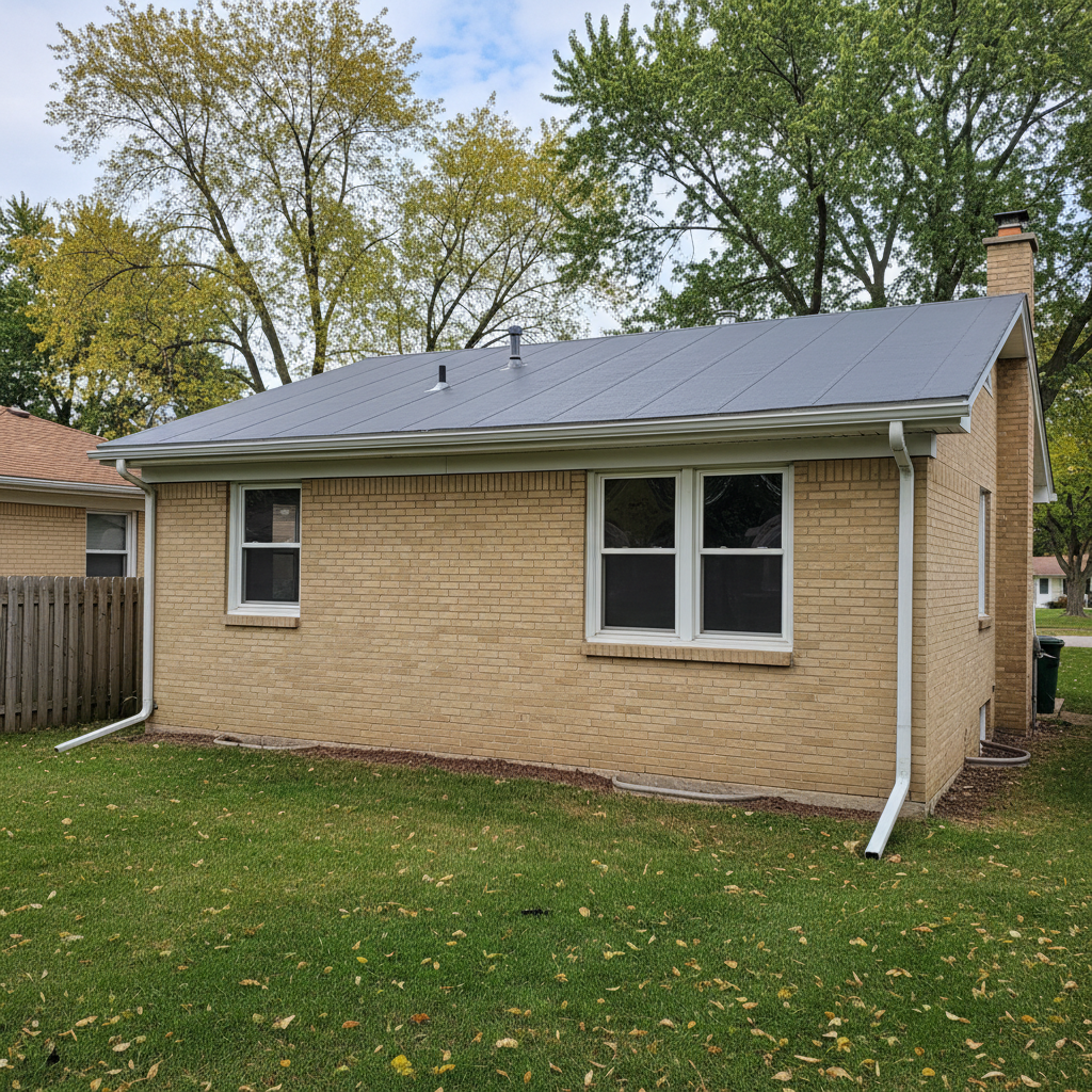 Completed flat roofing work at a residential property in Skokie, IL