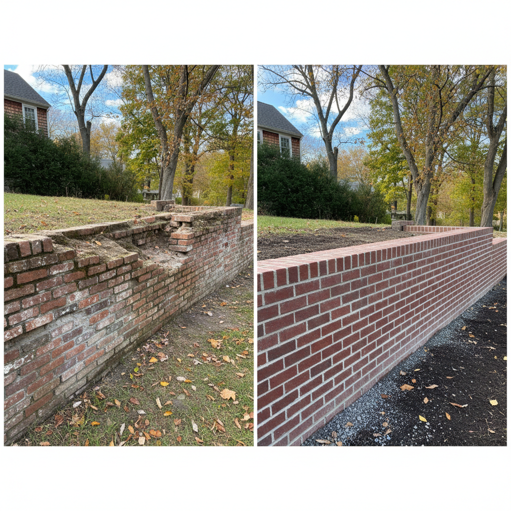 Completed brick laying work at a residential property in Brookline, MA