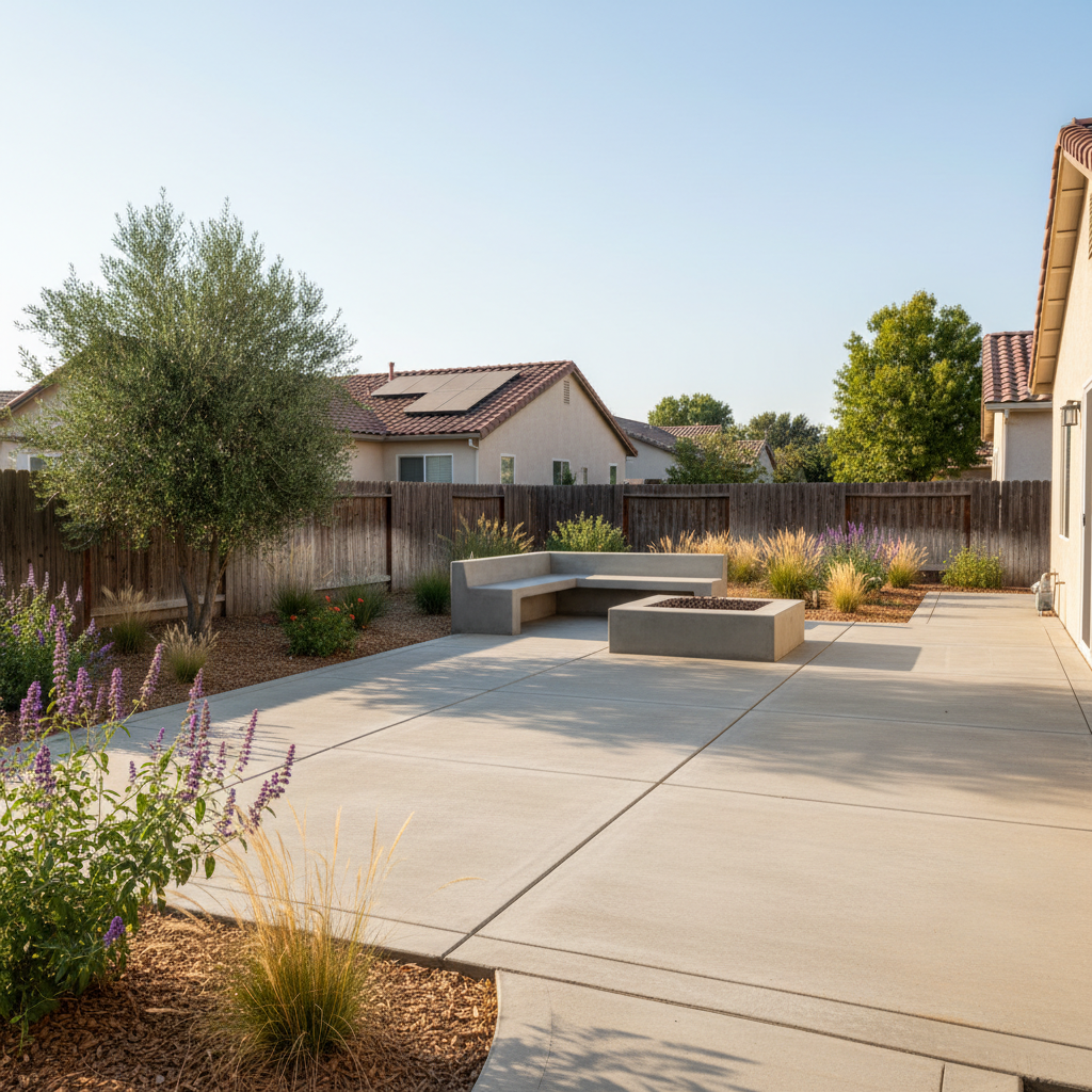 Completed concrete installation work at a residential property in Manteca, CA