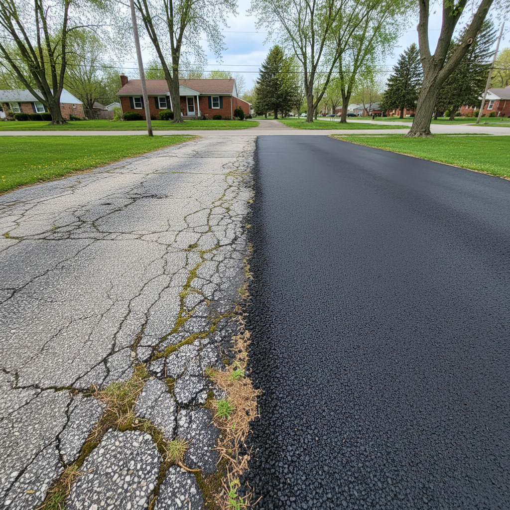 Completed asphalt patching work at a residential property in Lansing, MI
