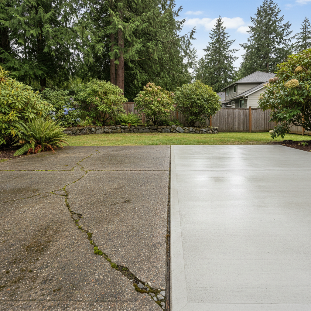 Completed concrete flatwork work at a residential property in Bothell, WA