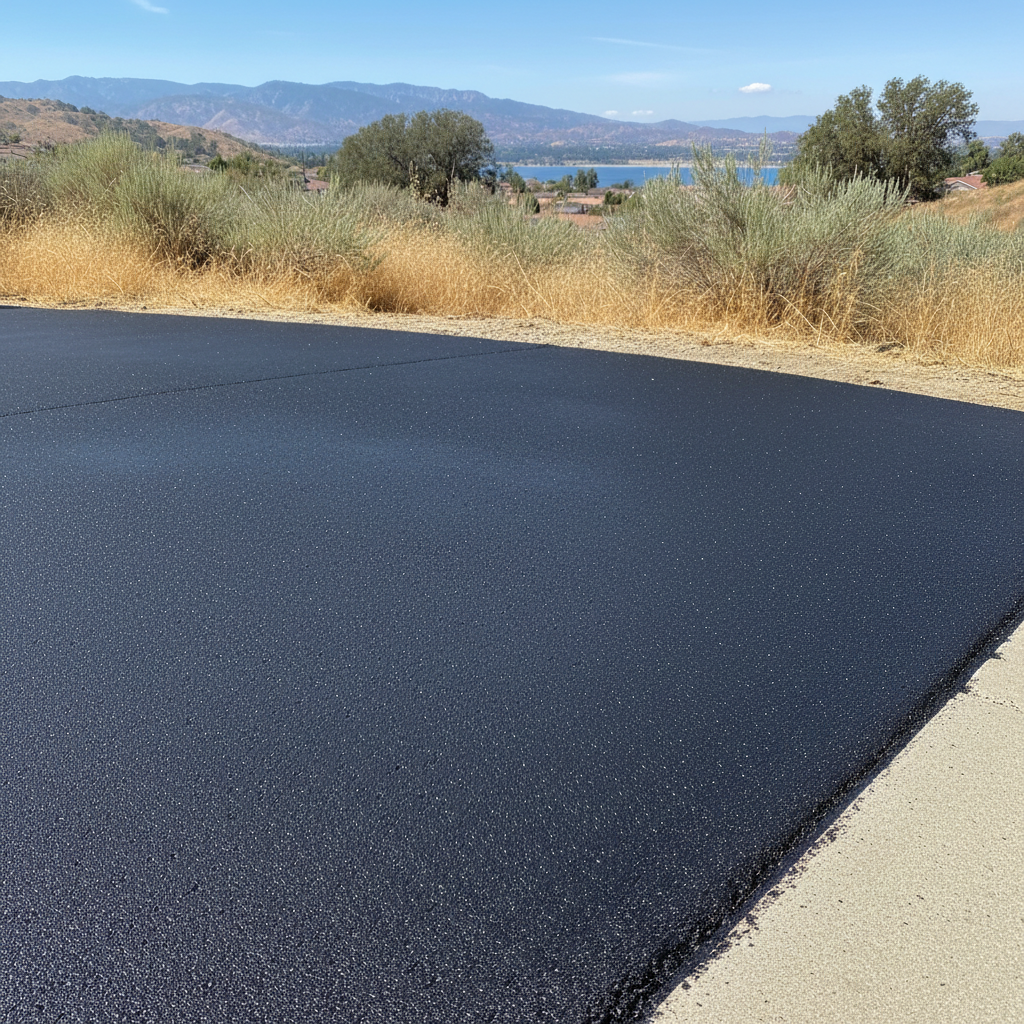 Completed asphalt sealcoating work at a residential property in Lake Elsinore, CA