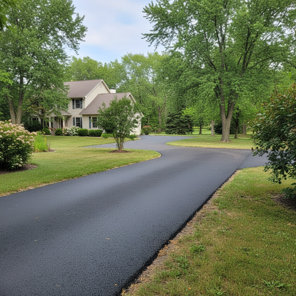 Completed asphalt repair work at a residential property in Lansing, MI