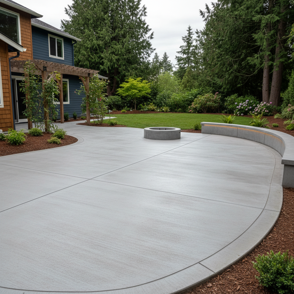 Completed concrete patios work at a residential property in Bothell, WA