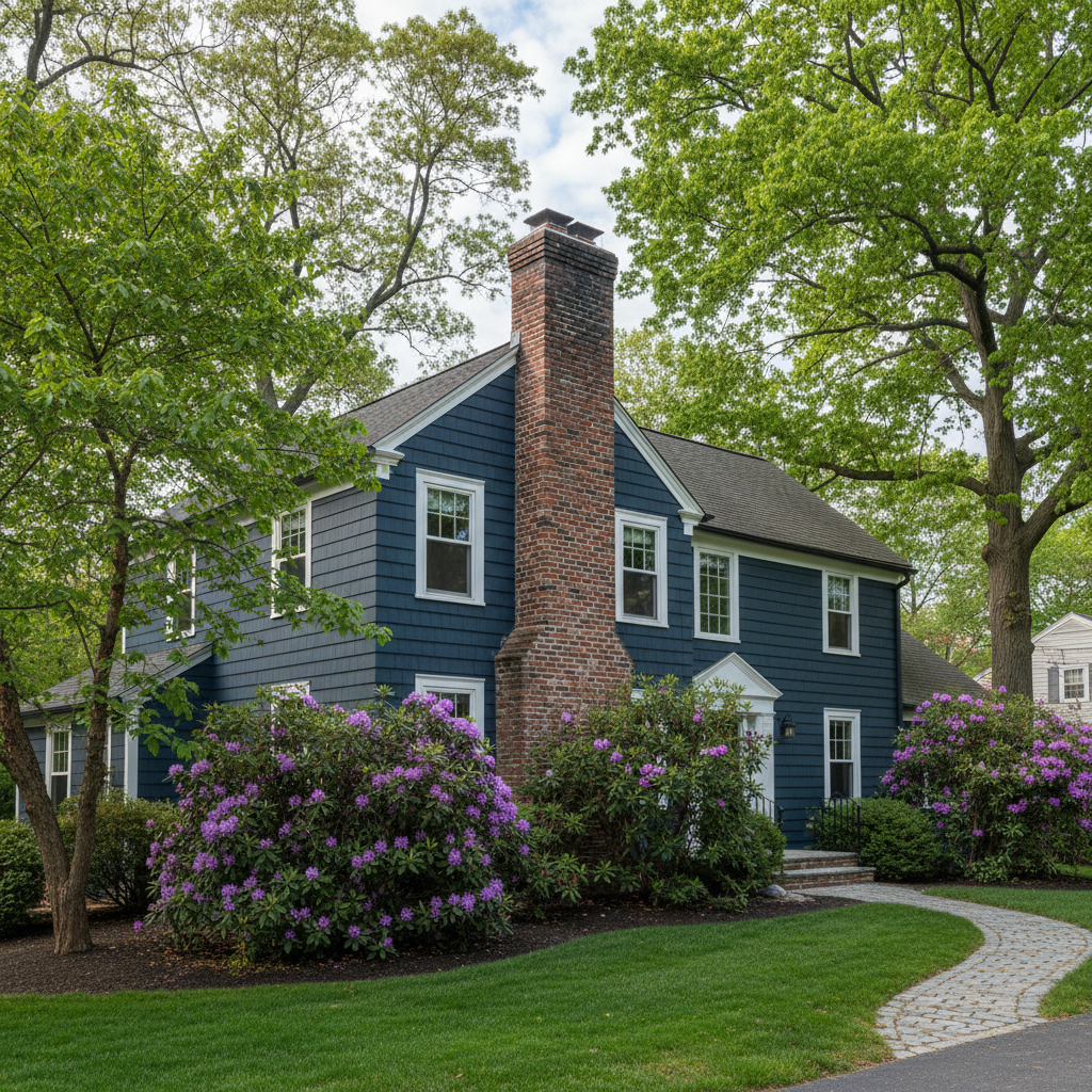 Completed chimney repair work at a residential property in Brookline, MA