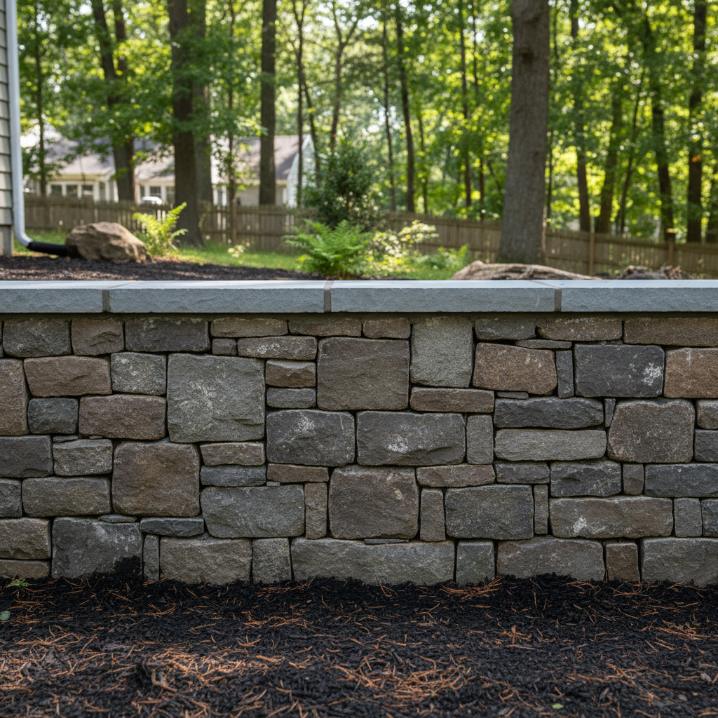 Completed stone masonry work at a residential property in Brookline, MA