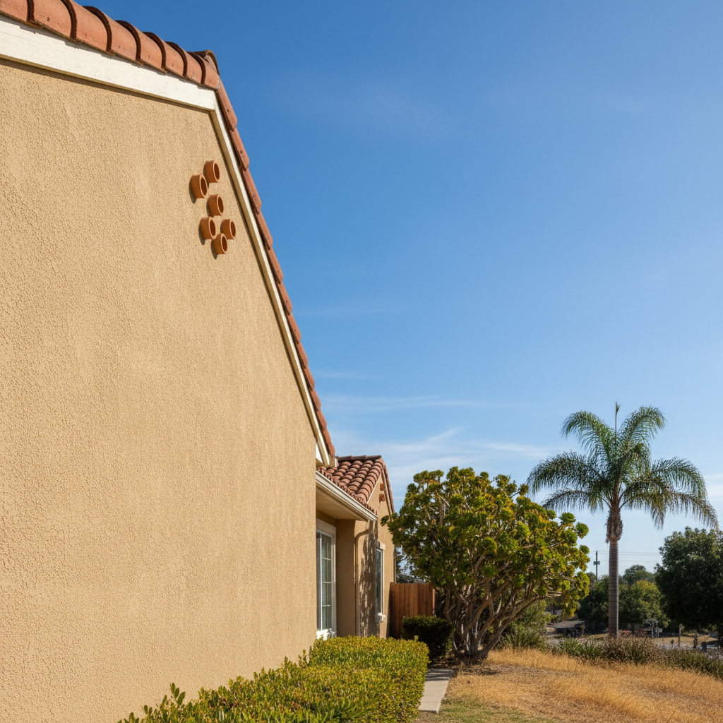 Completed residential stucco work at a residential property in Costa Mesa, CA