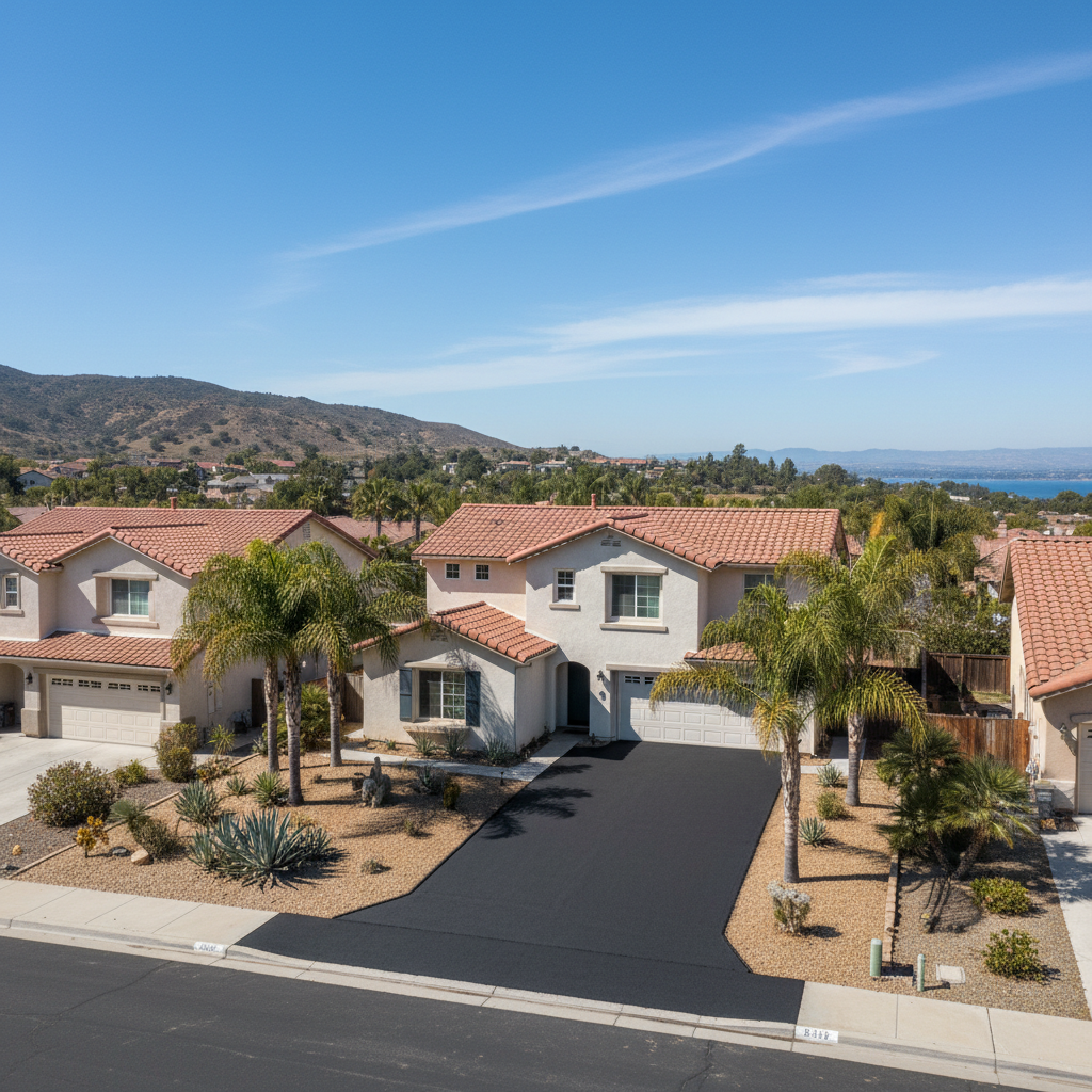 Completed residential asphalt work at a residential property in Lake Elsinore, CA